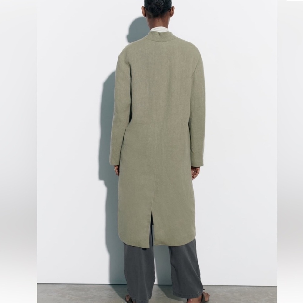 Zara 100% Linen Coat with Pockets, Small - Picture 6 of 14